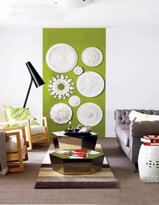 墙面上贴饰纹样模型